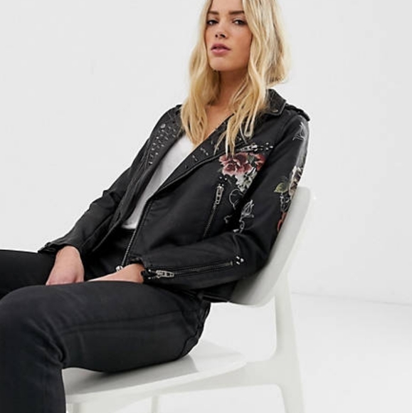 Blank NYC Love and Leave Faux Leather Jacket with Floral Print XS - Picture 4 of 15